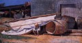 Niño en un astillero, también conocido como Niño con barriles, pintor realista Winslow Homer